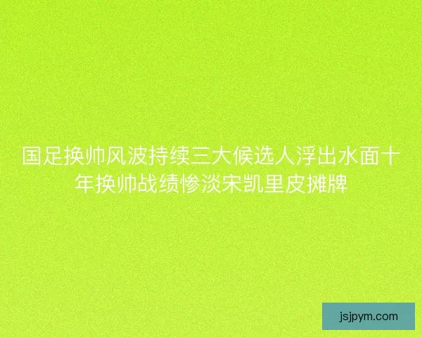 国足换帅风波持续三大候选人浮出水面十年换帅战绩惨淡宋凯里皮摊牌
